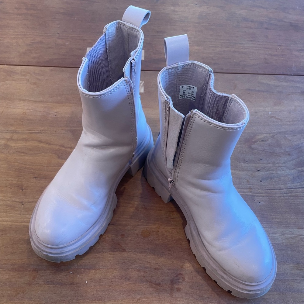 Zara Girl's Pink Tall Rain Snow Rubber Boots Zipper Closure 31